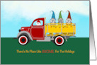 Christmas Santa and Gnomes in Red and Yellow Truck card
