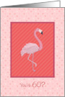 60th Birthday with Pink Flamingo card