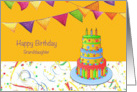 Birthday for Granddaughter with Colorful Birthday Cake card