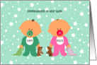 Congratulations on Birth of Twin Boy and Girl with Bear and Blanket card
