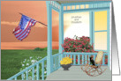 Anniversary on Memorial Day with Porch and Flag card
