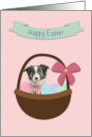 Happy Easter with Dog in Easter Basket card
