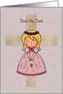First Communion Save the Date for Girl card