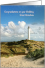 Beach Wedding for Great Grandson with Lighthouse card