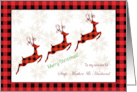 Merry Christmas with Red Reindeer and Snowflakes Step Mom and Husband card