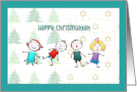 Chrismukkuh with Children Jumping card