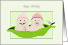 Birthday Twin Great Granddaughters with Two Baby Peas in a Pod card