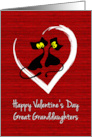 Valentine Twin Great Granddaughters with Black Cats in Heart card