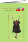 High School Graduation with Girl Holding Balloons card