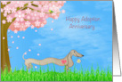 Dog Adoption Gotcha Anniversary with Pink Tree and Dachshund card