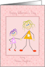 Valentine for Daughter from Mom with Cartoon Mother and Daughter card