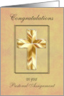 New Pastoral Assignment Congratulations with Gold Cross card