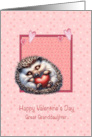 Valentine Hedgehog or Porcupine for Great Granddaughter With Red Heart card