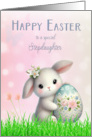 Happy Easter for Stepdaughter with Cute White Baby Bunny card