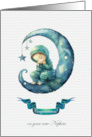 Nephew Congratulations with Baby Asleep in Blue Moon card