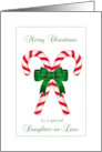 Christmas Candy Cane with Green Bow for Daughter in Law card