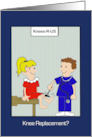 Humorous Knee Replacement with Doctor and Patient card
