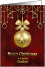 Christmas Baubles in Gold to Grandson card