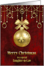 Christmas Baubles in Gold to Daughter in Law card