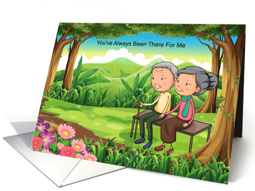 Happy Grandparents Day with Grandma and Grandpa on Bench card