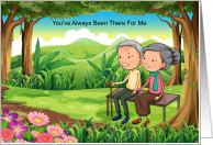 Happy Grandparents Day with Grandma and Grandpa on Bench card