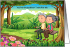 Happy Grandparents Day with Grandma and Grandpa on Bench card