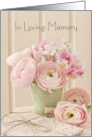 In Loving Memory Death Announcement Pink Floral Ranunculus card