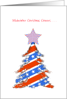 Christmas in July with Red White and Blue Striped Tree card