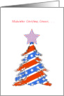 Christmas in July with Red White and Blue Striped Tree card