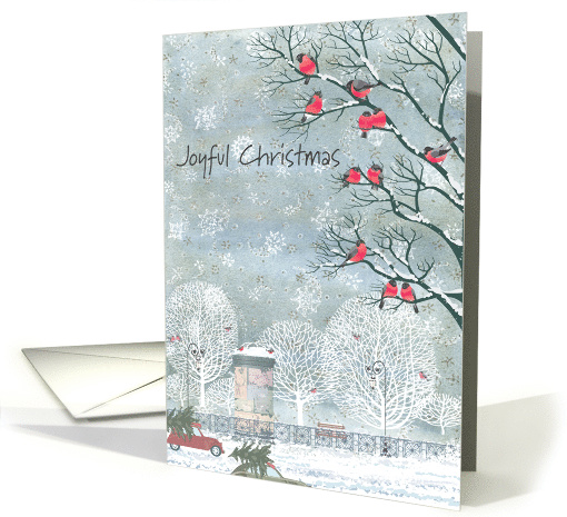 Joyful Christmas Snowy Night with Birds in Tree card (1630734)