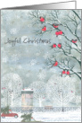 Joyful Christmas Snowy Night with Birds in Tree card