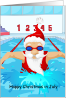 Christmas in July with Santa in Swimming Pool card