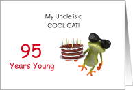 Uncle Happy 95th Birthday Frog and Cake card