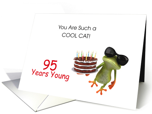 Happy 95th Birthday Frog and Cake card (1635714)