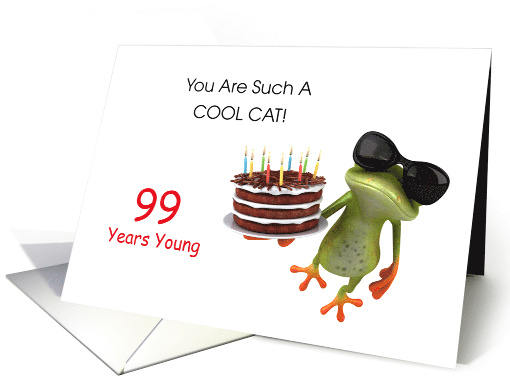 Happy 99th Birthday Frog and Cake card (1635716)