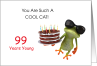 Happy 99th Birthday Frog and Cake card