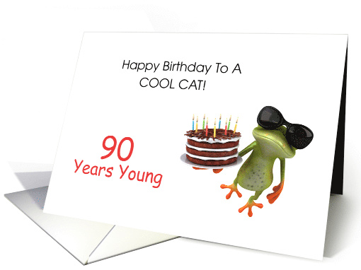 Happy 90th Birthday Frog and Cake card (1635718)