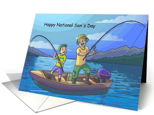 National Son's Day with Dad and Son Fishing card (1639912)