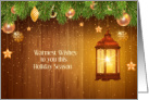 Christmas Coronavirus with Lantern and Pine Boughs card
