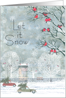 Christmas Let It Snow with Birds in Tree Coronavirus card