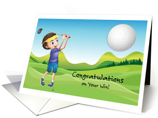 Congratulations on Winning Golf Tournament Golf Ball Golfer card