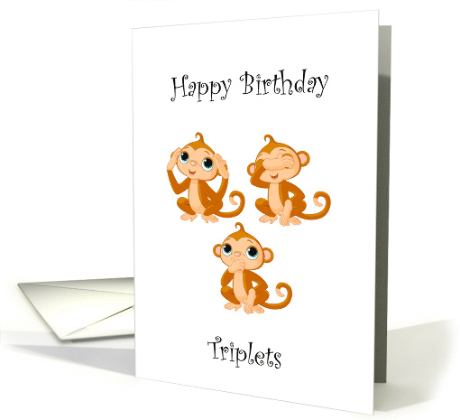Birthday for Triplets Monkeys card (1645332)