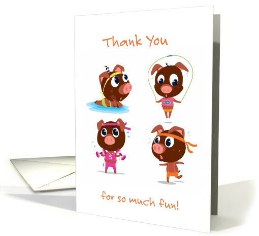 Thank You Aerobic Dance Instructor Pigs card (1647964)
