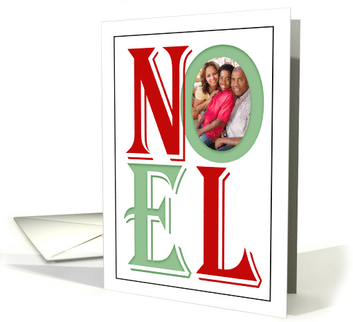 Merry Christmas Noel Custom Photo Red and Green Text card (1655688)