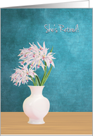 Happy Retirement for Her Orchids in Vase card