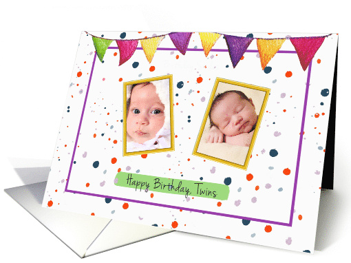 Birthday for Twins Custom Photo Confetti card (1657544)