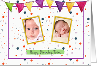 Birthday for Twins Custom Photo Confetti card