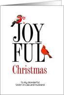 Joyful Christmas Red Cardinal for Sister in Law and Husband card
