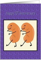 Kidney Transplant 10th Anniversary Kidney Beans card