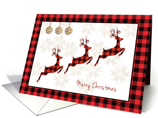 Merry Christmas Reindeer Buffalo Plaid card (1659840)